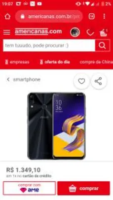 Smartphone Asus Zenfone 5z 4GB 64GB | R$1.349