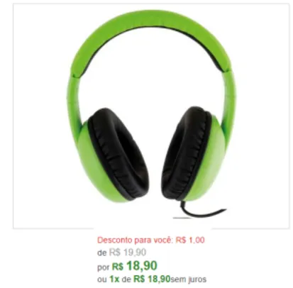 Headphone Philco -  Verde PH01VD - R$19
