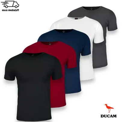 Kit 5 Camisetas Masculina Lisas Algodão 100% Confortável Academia Ducam Novas Confortável 