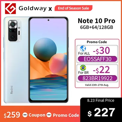 Versão global xiaomi redmi note 10 pro 6gb ram 64gb rom