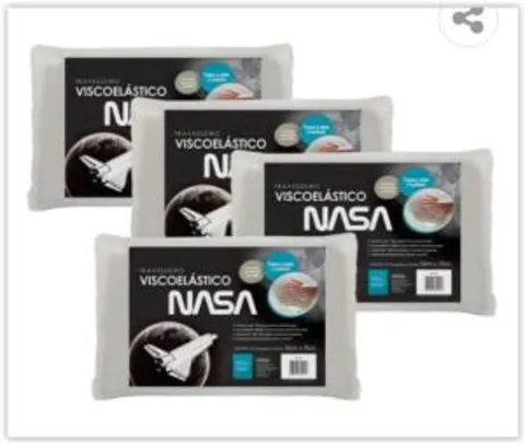 Travesseiros Fibrasca Visco Nasa - 4 Unidades | R$ 126