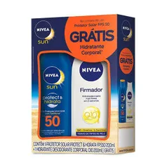 Kit Protetor Solar Nivea Sun FPS 50 (200 ml) + Loção Hidratante Nivea Firmador Q10 (200 ml) por R$19,90