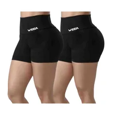 Kit 2 Short Legging Feminino Meia Coxa Cós Alto Pala Dupla Fitness Academia Suplex Shortinho Leg