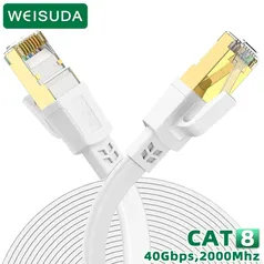 WEISUDA - Cabo 1m CAT8 Ethernet de Alta Velocidade, Router Rede Internet, Cat 8 Lan, RJ45, 40Gbps, 2000MHz