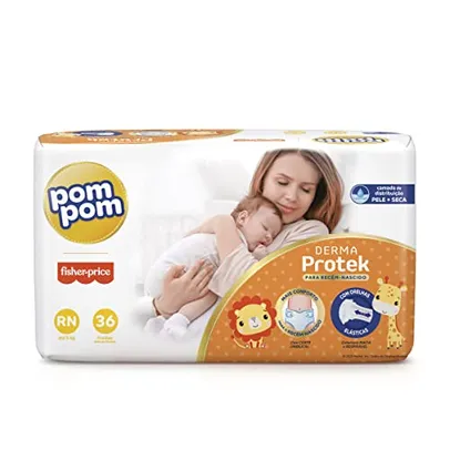 Fralda Pom Pom Derma Protek, Pom Pom, Laranja, RN 36 Un 