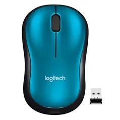 Mouse sem fio Logitech M185 com Design Ambidestro Compacto, Conexão USB e Pilha Inclusa - Azul