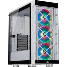 Gabinete Gamer Corsair, iCue 465X RGB, Mid Tower, Vidro Temperado, ATX, White, CC-9011189-WW, Sem Fo