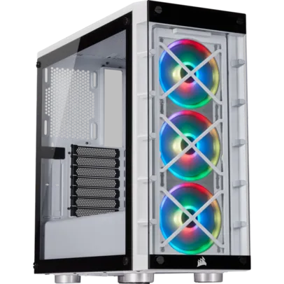 Gabinete Gamer Corsair, iCue 465X RGB, Mid Tower, Vidro Temperado, ATX, White, CC-9011189-WW, Sem Fo