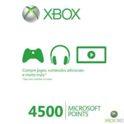 [FASTSHOP] Cartão Live Points 4500 Pontos para Xbox 360 - R$59