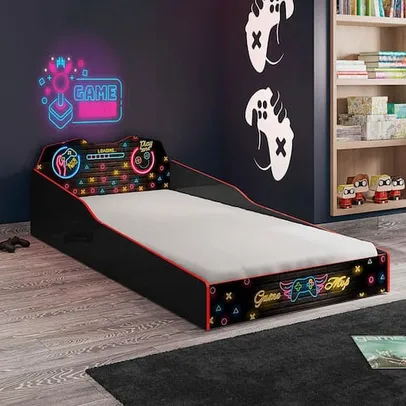 Cama Infantil Pura Magia Gamer Hero - Preto/Vermelho/Azul