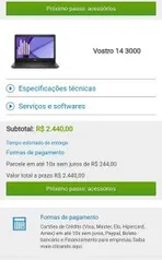 Notebook Dell Vostro 14 3000 R$2290,00 com cupom