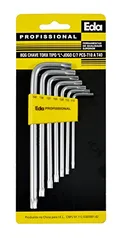 [Super R$12,99]EDA Chaves Torx Tipo L Longas 7 Peças 8Qg Prateado/Amarelo