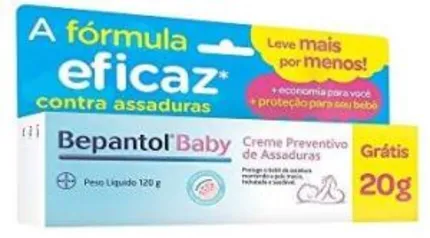 [Prime] Creme Preventivo de Assaduras para Bebês, Embalagem Econômica, Bepantol Baby, 120 g