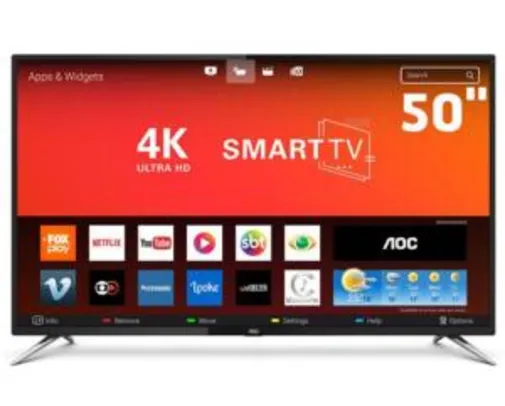 Smart TV 50'' AOC Le50u7970s Ultra HD 4k Uhd Conversor Digital 4 HDMI 2 USB Wi-Fi 60hz