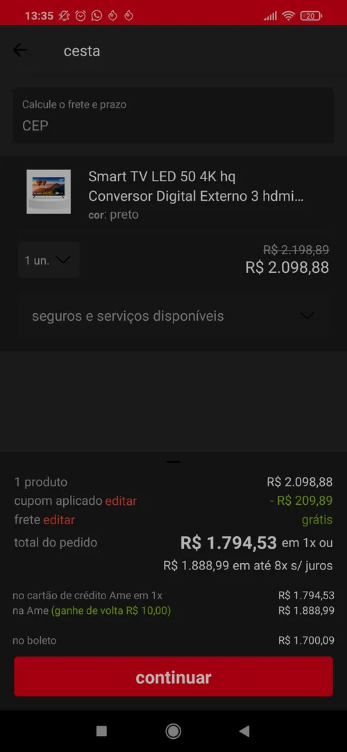 Imagem na descrição da promoção