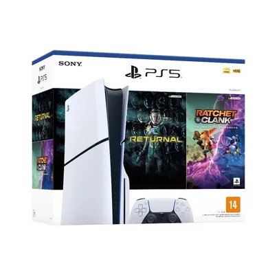 Console PlayStation® 5 Slim Com Leitor de Disco + Games Returnal e Ratchet & Clank