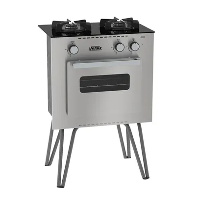 Product photo Fogao A Gas Mini Cook 2 Q Inox Gás Glp - Venax