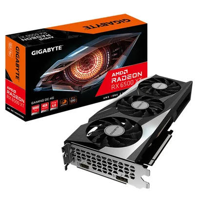 Placa de Vídeo Gigabyte Radeon RX 6500 XT Gaming, 4GB, GDDR6, FSR, Ray Tracing, GV-R65XTGAMING OC-4G