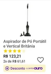 (Cliente Ouro - Com MagaluPay R$93) Aspirador de Pó Britânia 1000w