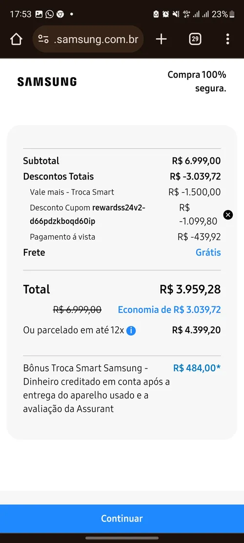 Imagem na descrição da promoção