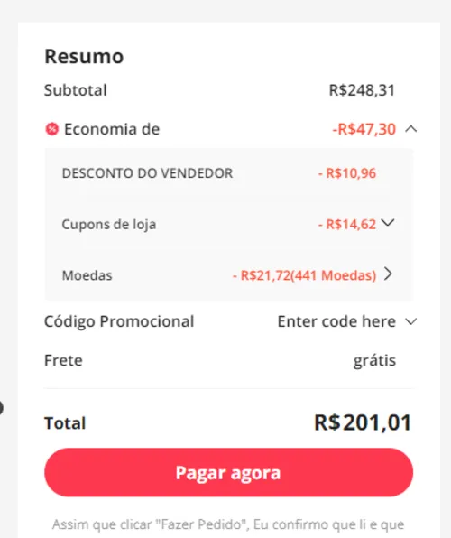 Imagem na descrição da promoção