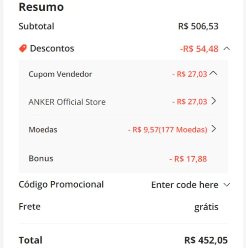 Imagem na descrição da promoção