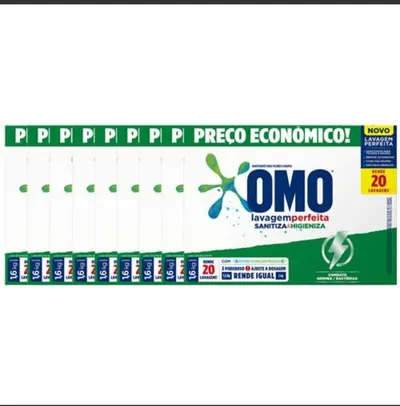 [50% de Cashback] Sabão em Pó Omo Lavagem Perfeita Sanitiza & Higieniza 1,6kg - 9 Unidades