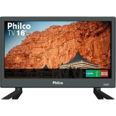 TV LED 16" Philco HD PTV16S86D com Conversor Digital 2 HDMI 1 USB 60Hz por R$ 389