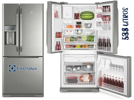 Geladeira Frost Free Electrolux 538 Litros 3 portas Inverse Cor Inox com Água na Porta (DM85X)