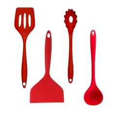 Kit jogo de cozinha concha espátula pegador em silicone - Resistente