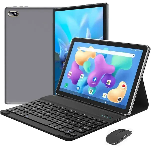 Imagem do produto 2 em 1 Tablet Com Case, Teclado e Mouse, 10,1 Polegadas Tablet Android 12 Tablet, 8GB + 256GB, Wifi, Bluetooth, GPS, Bateria 7000mAh, Tablets Hd