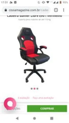 Cadeira Gamer Libre Evo I Vermelho R$ 361