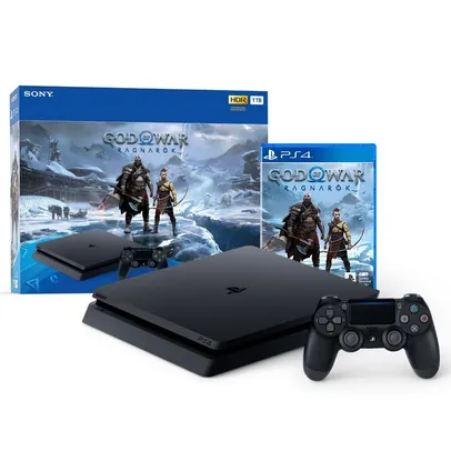 Console Sony PS4 + Jogo God of War Ragnarök, 1TB, Preto - CUH-2214B