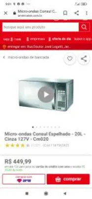 Microondas Espelhado 20L - Consul | R$450