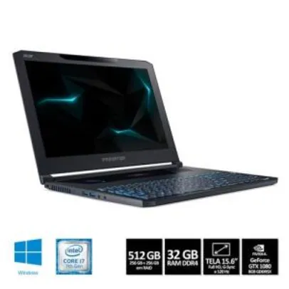 Notebook Acer Predator Triton i7-7000hq 32 GB RAM GTX 1080 8 GB GDRR5X SSD 512 GB Tela Full HD 120hz