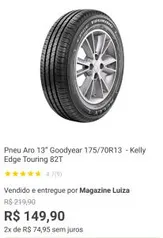 Pneu Aro 13” Goodyear 175/70R13 - Kelly Edge Touring 82T