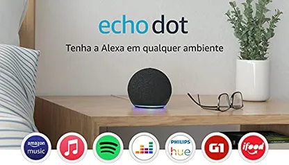 Novo Echo Dot (4ª Geração): Smart Speaker com Alexa - Cor Preta