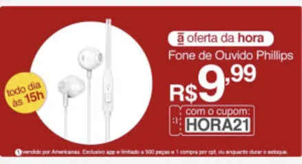 Fone de Ouvido Philips TAUE101WT com Microfone In Ear - Branco | R$10