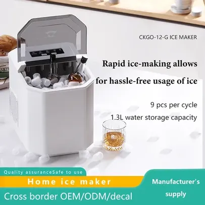 CKGO Ice Maker Self-Cleaning Portable Refrigerator Manually Add Water 1. 3L/60pcs Ice Machine US Plug Bullet Ice Shape