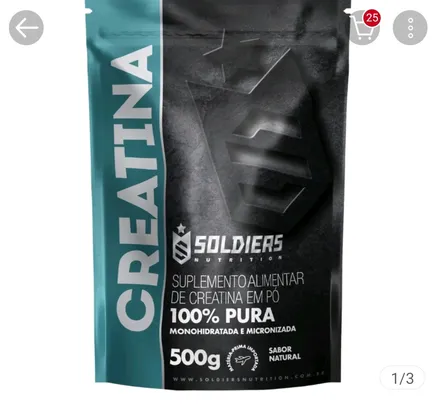 Creatina Monohidratada 500g - 100% Pura Importada - Soldiers Nutrition 