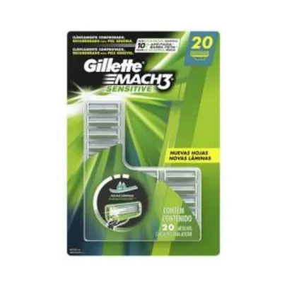 Carga para Aparelho de Barbear Gillette Mach3 Sensitive 20 unidades para Peles Sensíveis