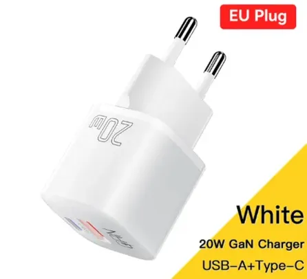 [APP/Taxa Inclusa] Carregador GaN Essager 20w 2 Portas