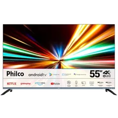 Smart TV QLED 55" 4K Philco PTV55M82AGCIBBL Android TV, Dolby Vision, Dolby Audio, Processador Quad-