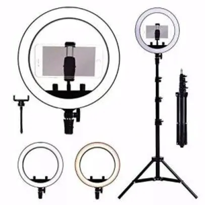 Kit Completo Ring Light Com Tripé Dimmer Youtuber Selfie Pro