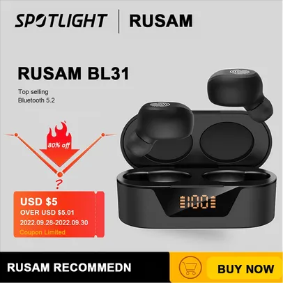 Rusam bl31 tws fones de ouvido bluetooth