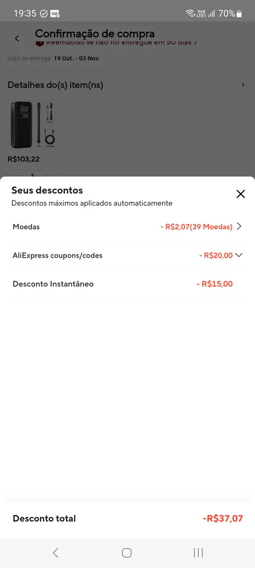 Imagem na descrição da promoção