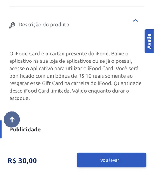 Imagem na descrição da promoção