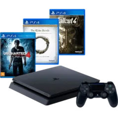 [1x CARTÃO SUBMARINO] Playstation 4 Slim Nacional com 3 jogos