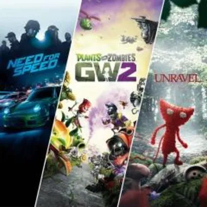 Jogos Need for Speed + Plants vs. Zombies Garden Warfare 2 + Unravel - PS4  59,96