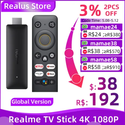 Realme TV Stick 1080P 1/8GB - Versão Global (2 peças)